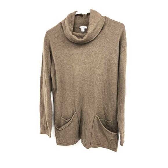 Purejill Cowl Neck Sweater Brown Knit Pullover Long Sleeve Cotton Blend Size S - Picture 1 of 4